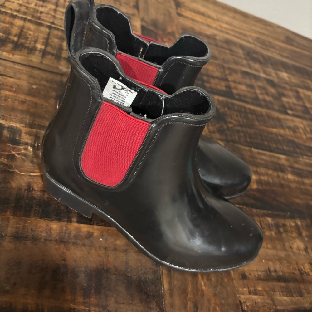 Polo Ralph Lauren Black and Red Ankle rain Boots